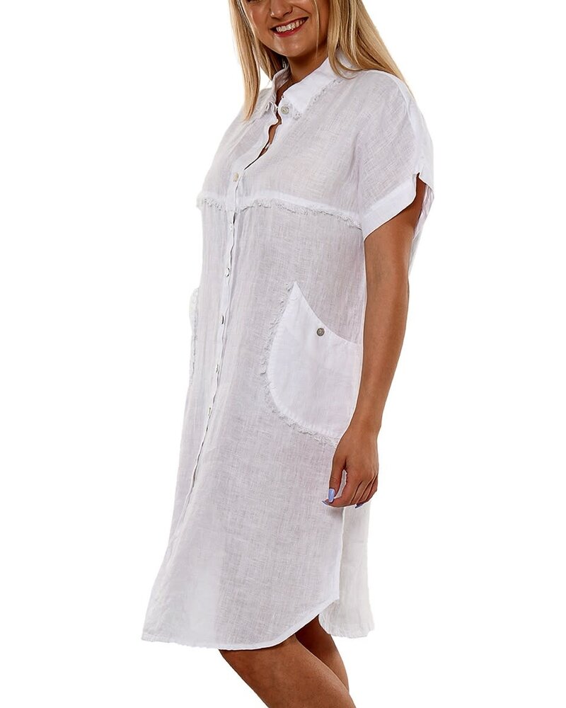 Linen Dress Fringe with Pockets