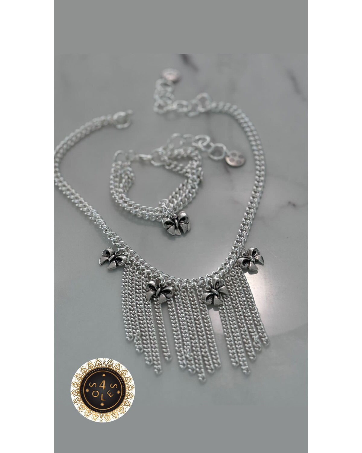Bows Necklace and Bracelet 4 Soles
