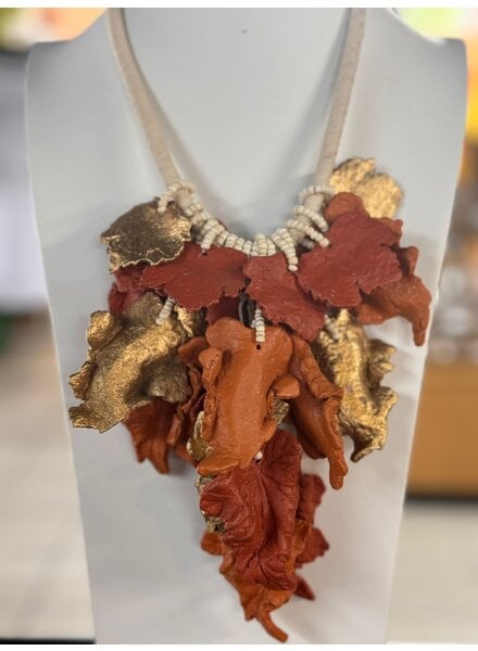 Orange Leave  paper necklace