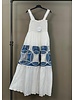 Blue embroidery sleeveless dress one size