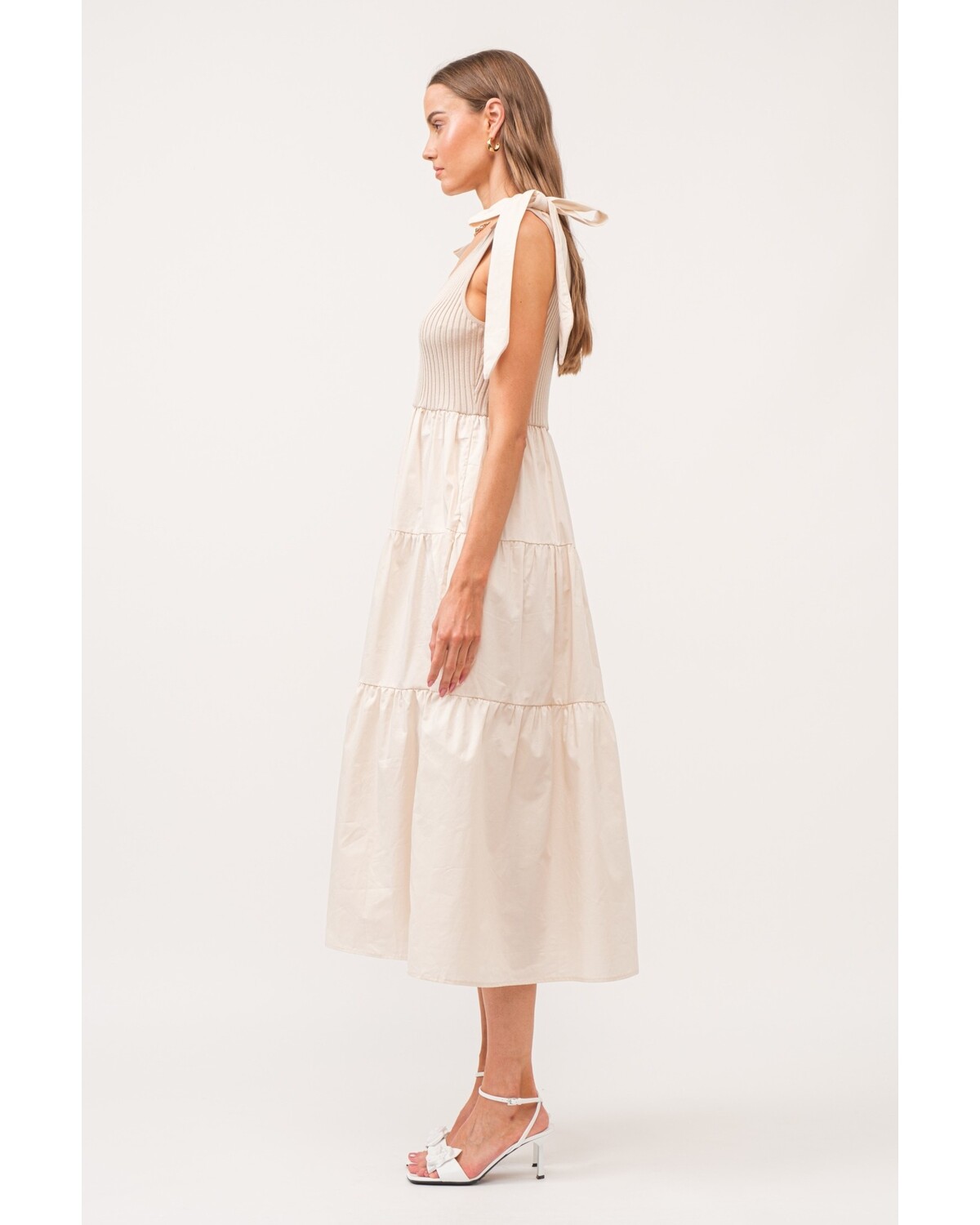 COMBINATION TIERED SLEEVELESS DRESS