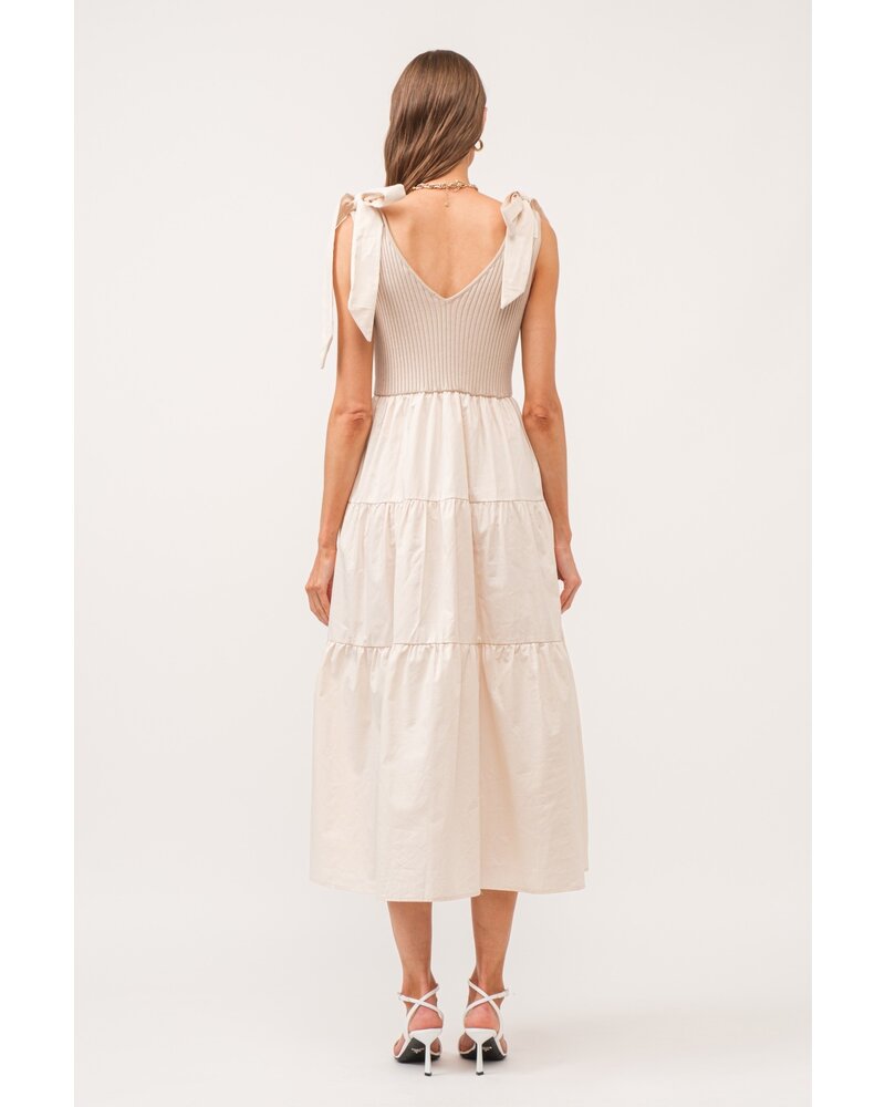 COMBINATION TIERED SLEEVELESS DRESS