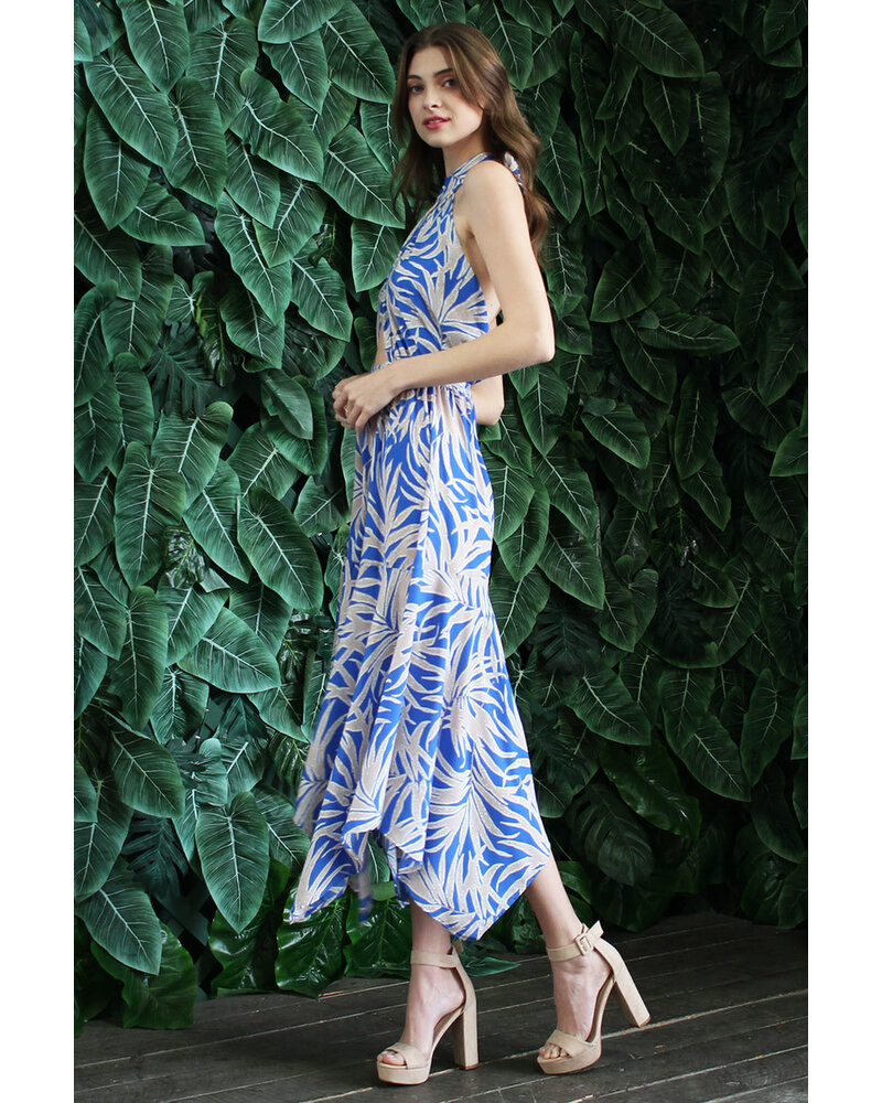 Bora Bora Palm Wrap Halter Midi Dress