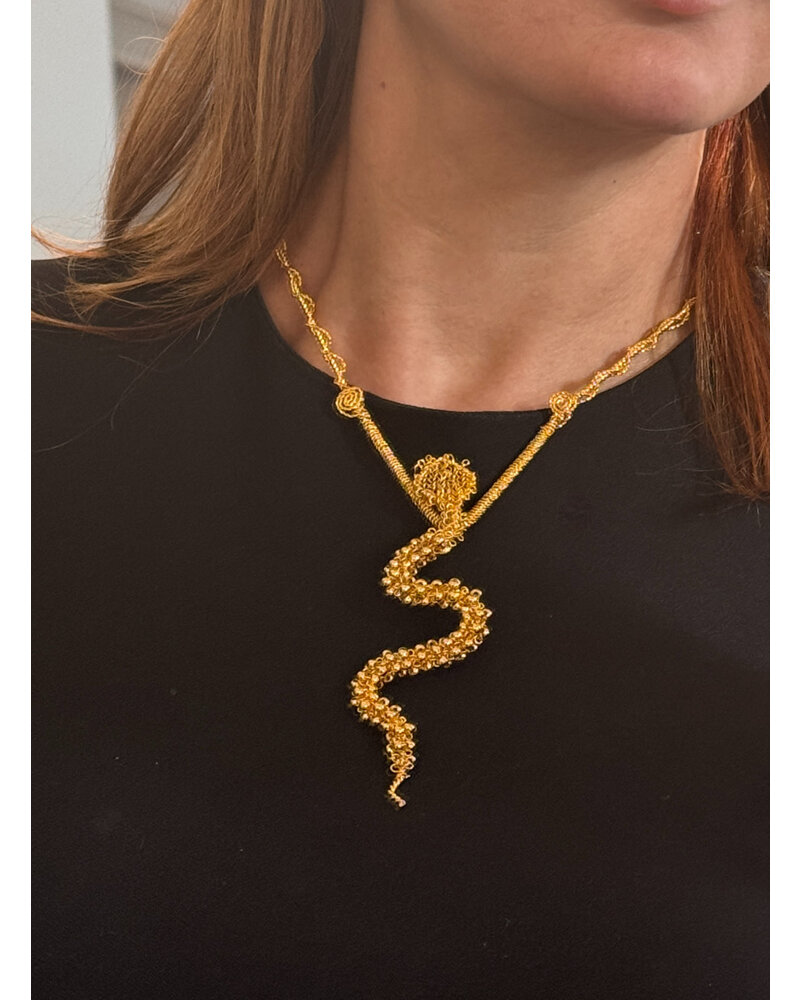 Snake necklace handmade gold olared