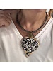 Ceramic Heart & leather necklace handmade black