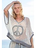 Oversize v-neck short sleeve peace sign sweater grey