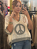 Oversize v-neck short sleeve peace sign sweater grey