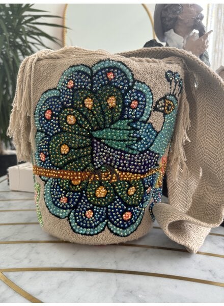 Peacock handmade crystals bag