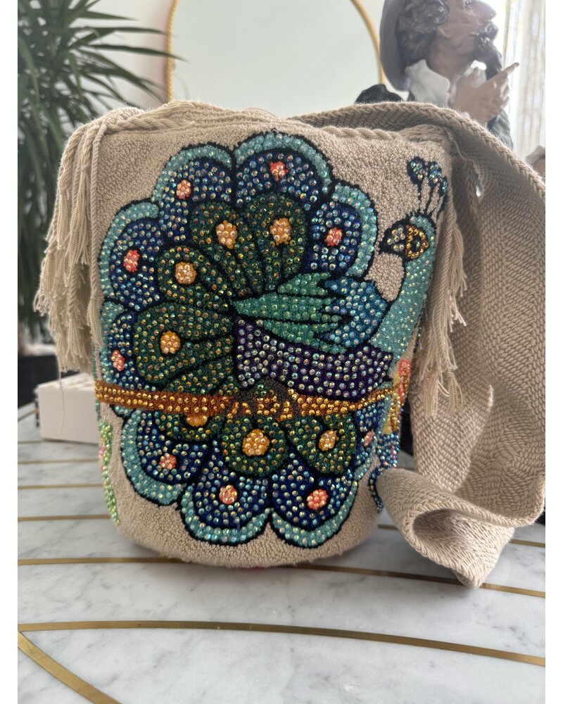 Peacock handmade crystals bag