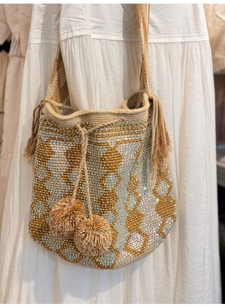 HANDMADE BAGS WITH CRYSTALS Gold