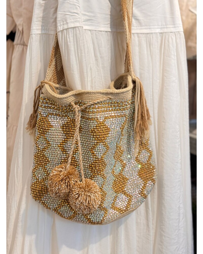 HANDMADE BAGS WITH CRYSTALS Gold