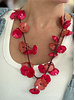 Fucsia/coral acrylic necklace 28”