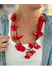 Fucsia/coral acrylic necklace 28”