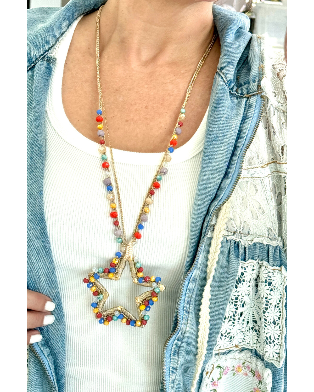 Big star long necklace