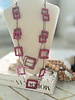 Square magenta long necklace