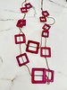 Square magenta long necklace