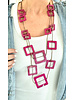 Square magenta long necklace