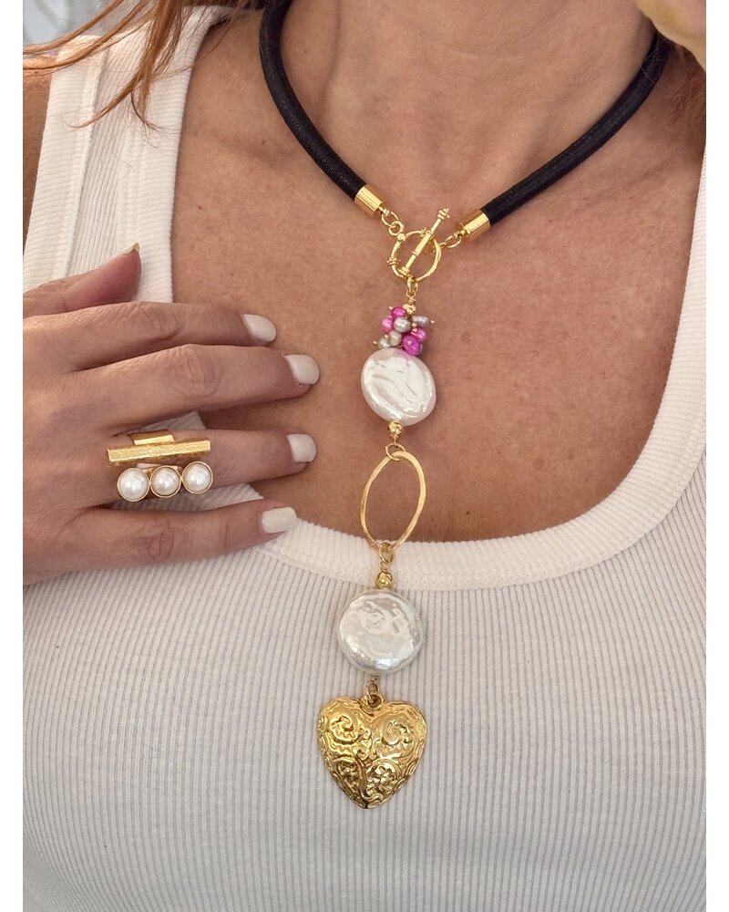 Pearl heart necklace & ring