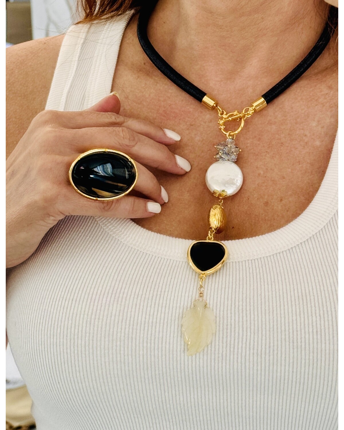 Black heart necklace & ring