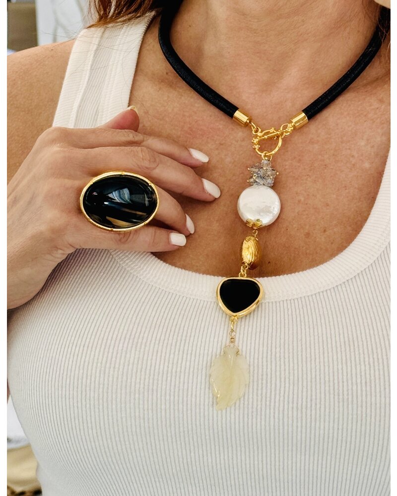 Black heart necklace & ring