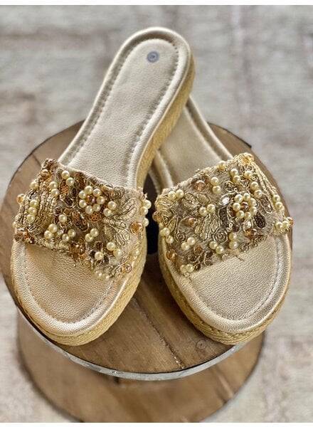 Handmade Sandals Lace & Pearls