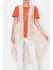 HIGH LOW ALL LACE VEST WITH PRINT