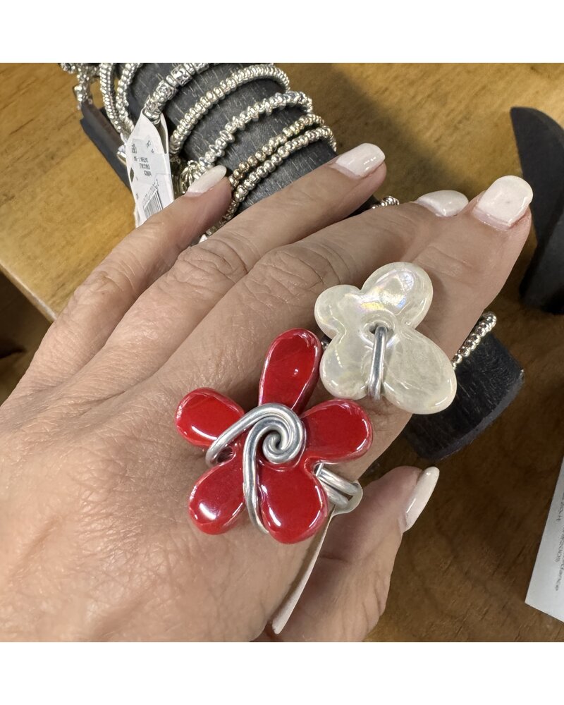 2 flower ceramic ring