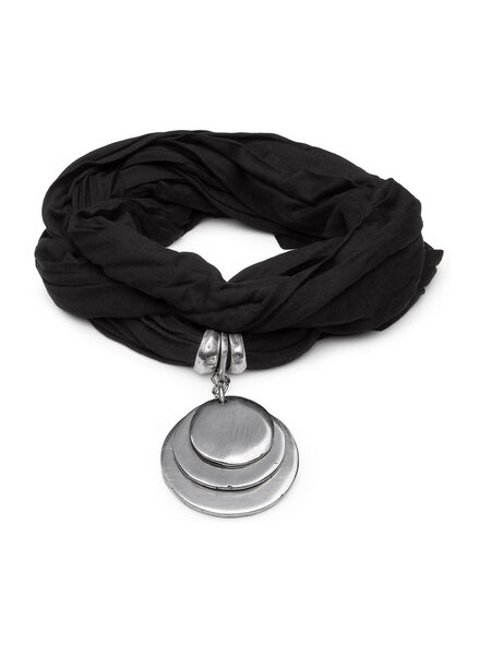 al18066ECHARPE 3 RONDE PLATTE NOIR