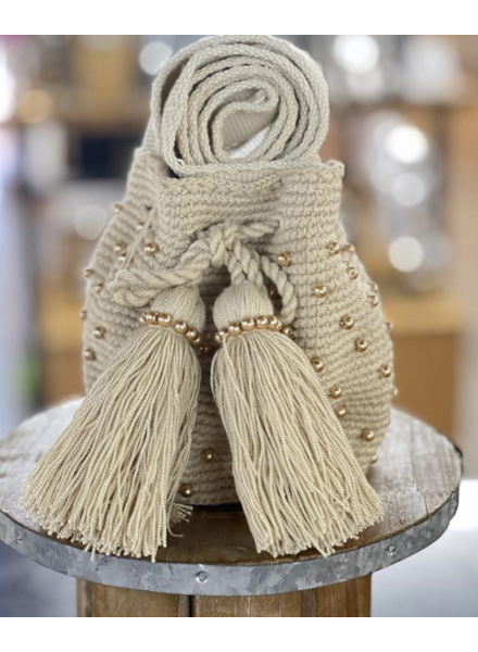 Crochet Pearl Bag sand