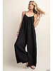 Soft Rayon Spaghetti Strap Tied Wide Leg Jumpsuit