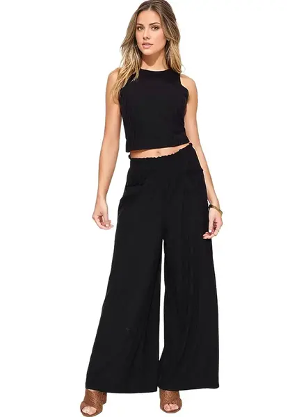 Ribbed Tank and Wide Leg Pants Set