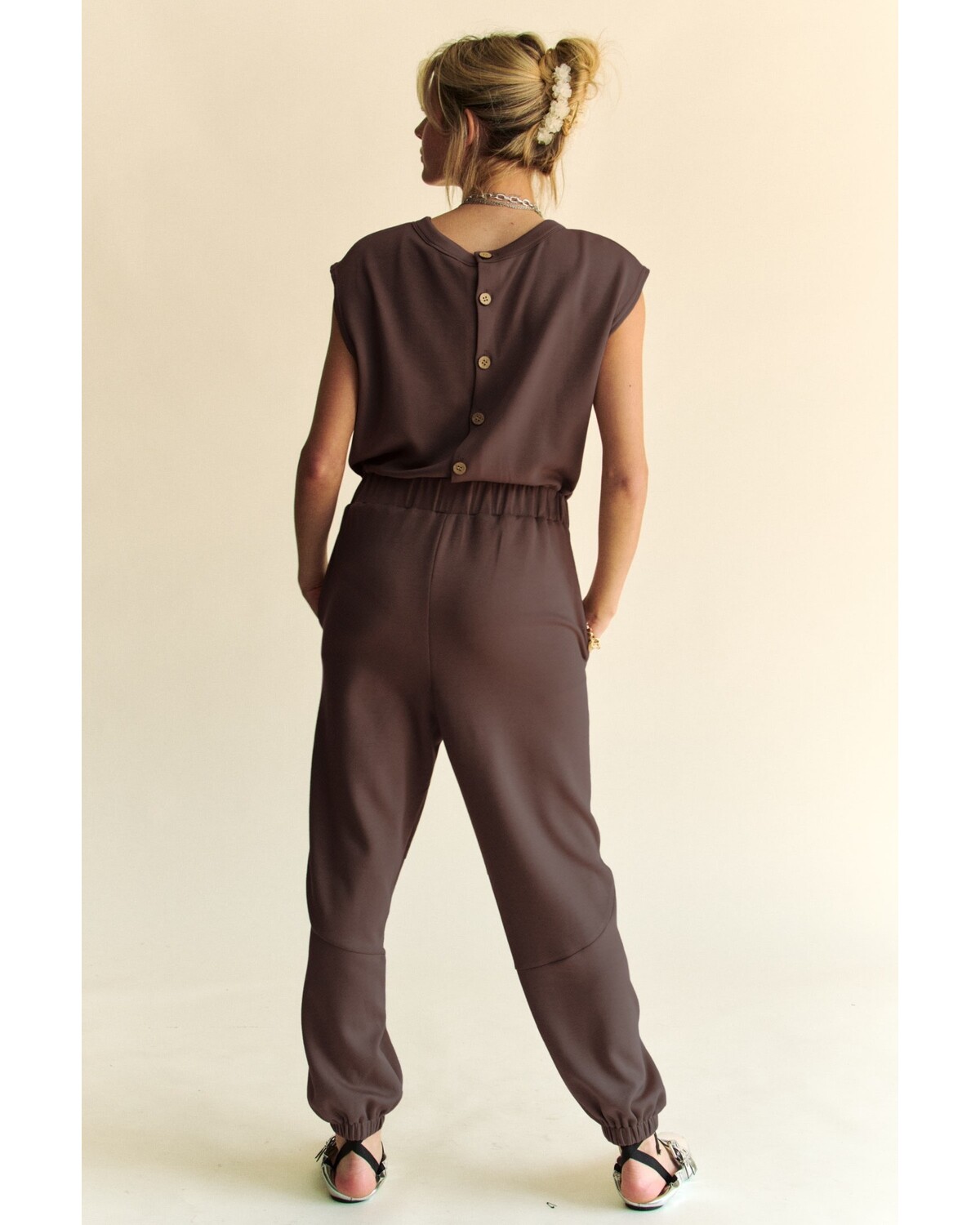 Rhinestone Détail Top Jogger Jumpsuit