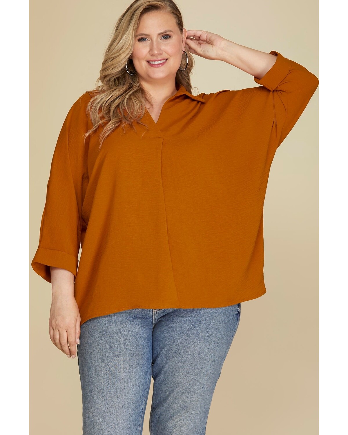 Plus Basic V neck Top
