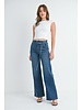 Belted wide leg denim