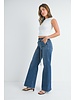 Belted wide leg denim