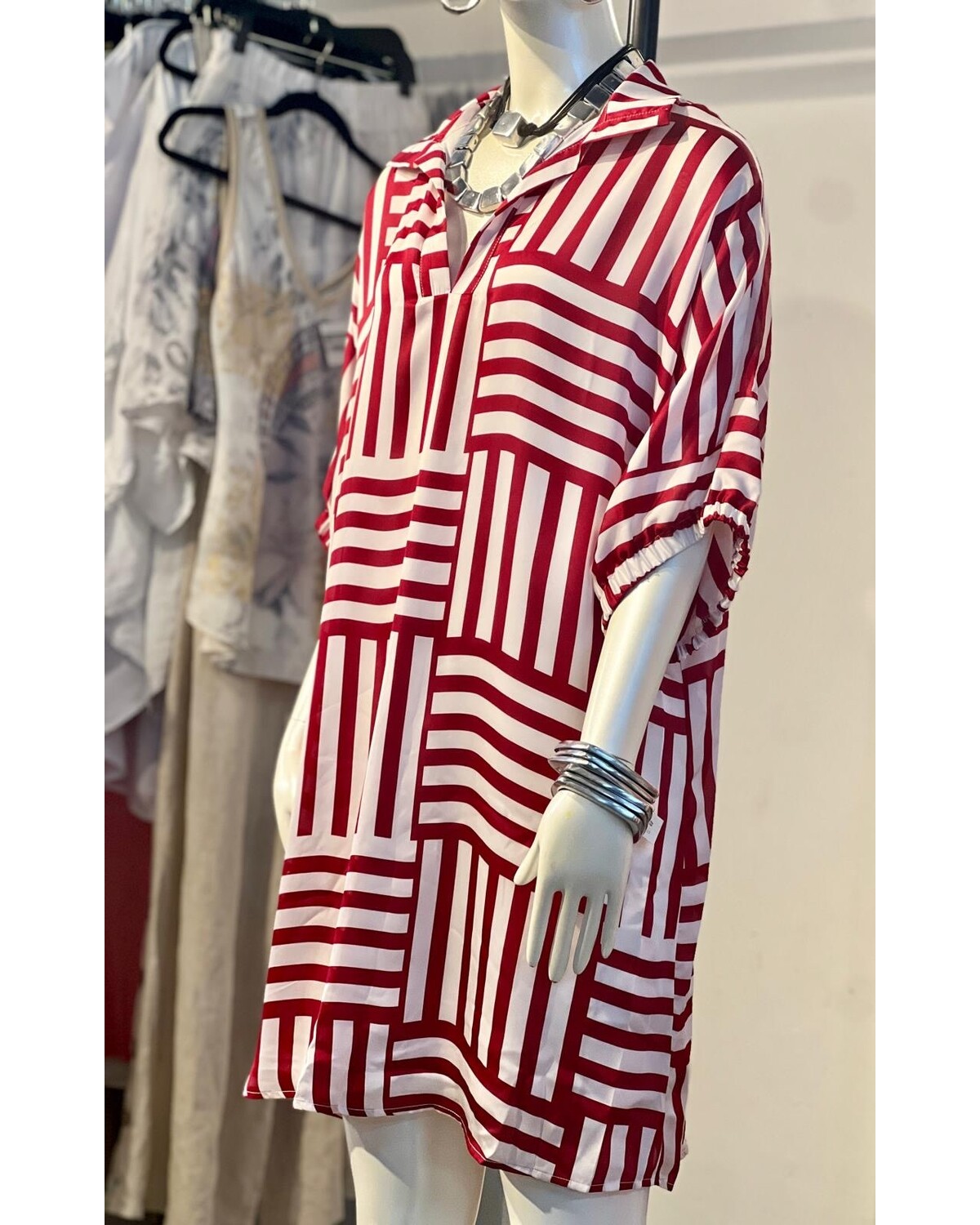 Red stripes dress
