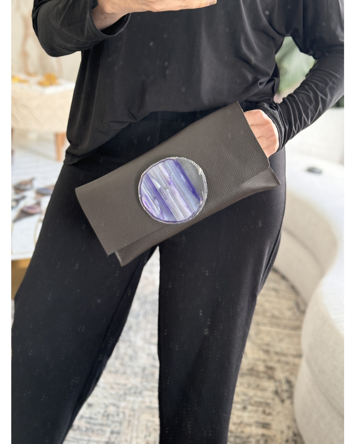 Big Agatha leather clutch