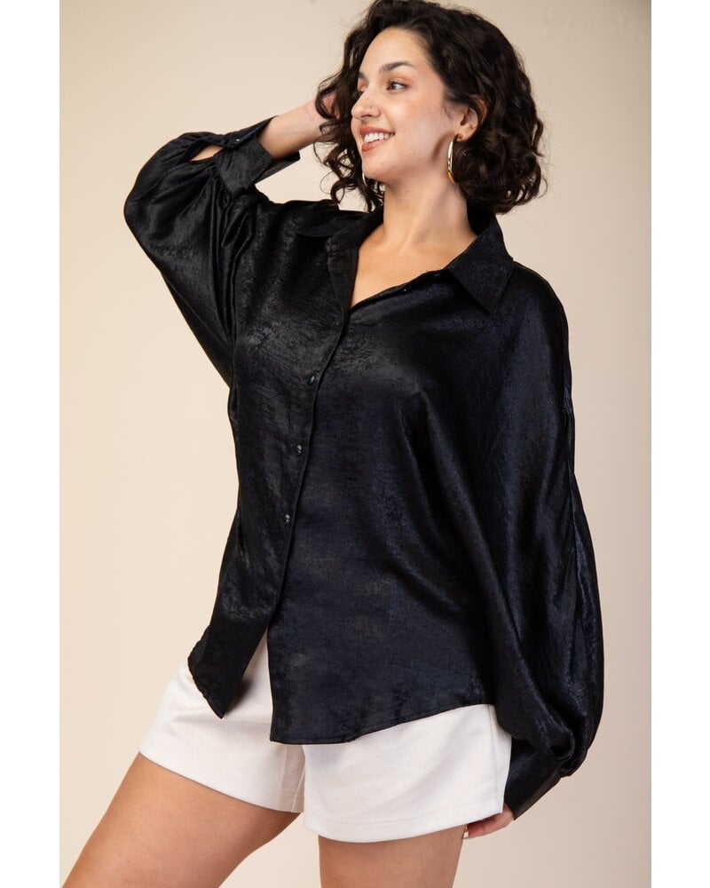 Collar Neck Long Sleeve Shirt black