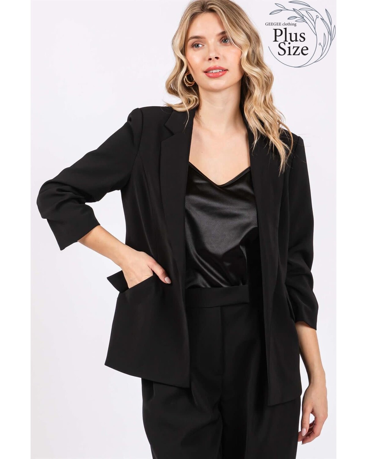 Plus size  black Blazer 3/4 sleeves