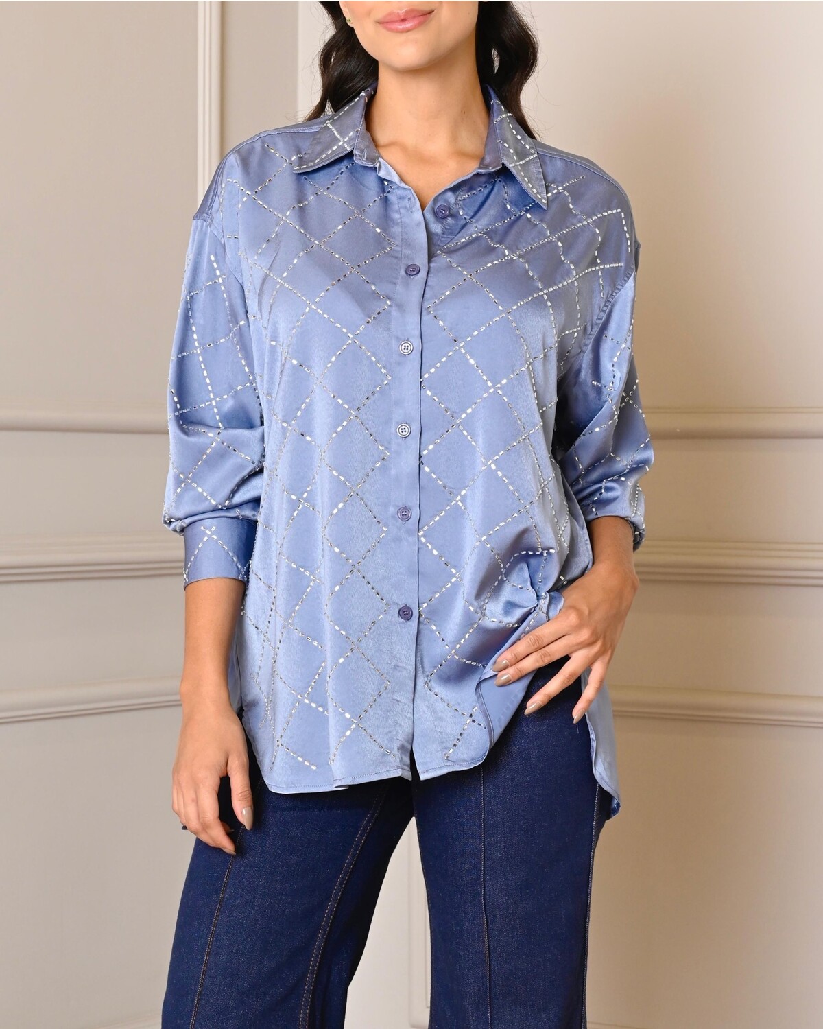LIGHT BLUE CRISTAL’S BLOUSE ONE SIZE