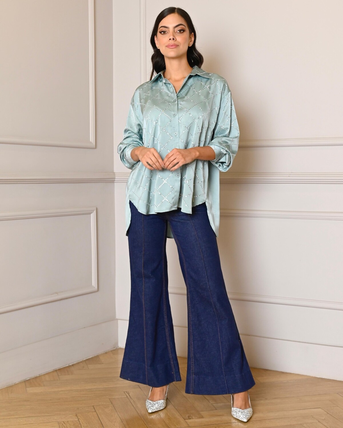 LIGHT BLUE CRISTAL’S BLOUSE ONE SIZE
