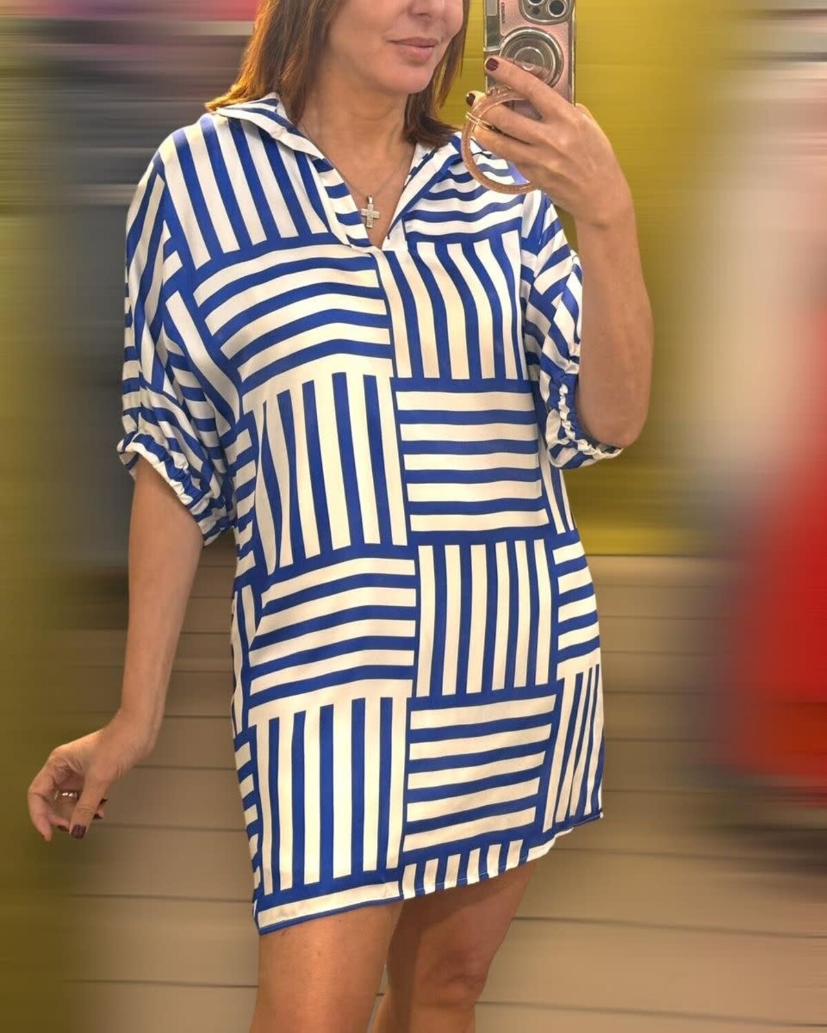 blue stripes dress