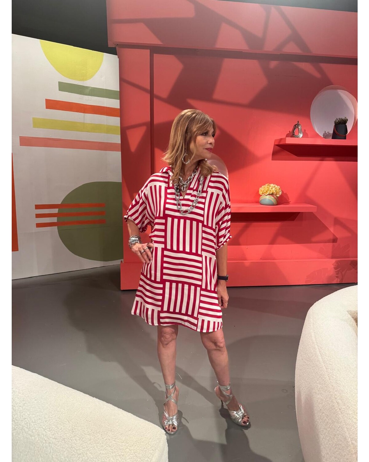 Red stripes dress