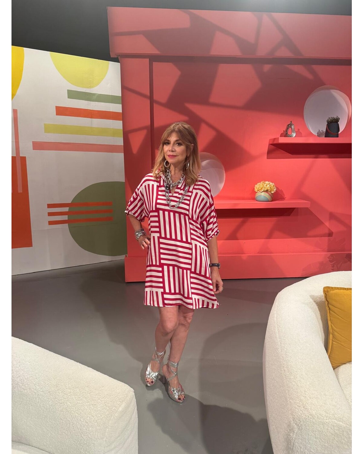 Red stripes dress