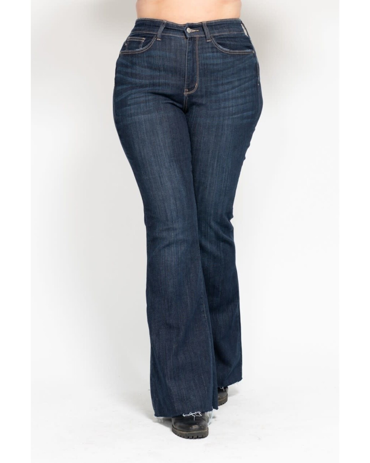 High Waist Raw Hem Flare PLUS SIZE