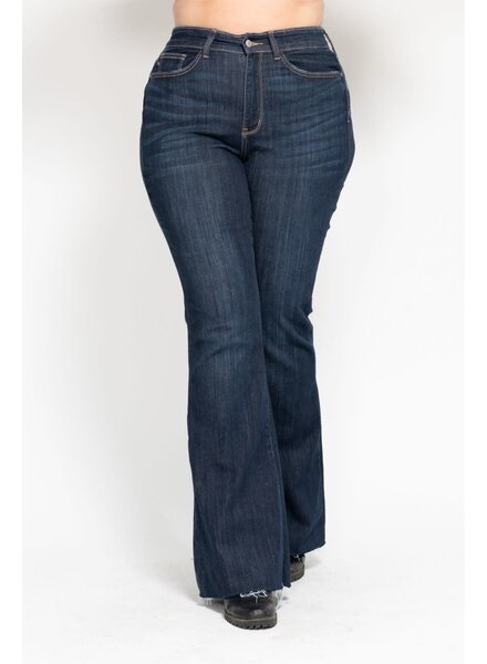 High Waist Raw Hem Flare PLUS SIZE
