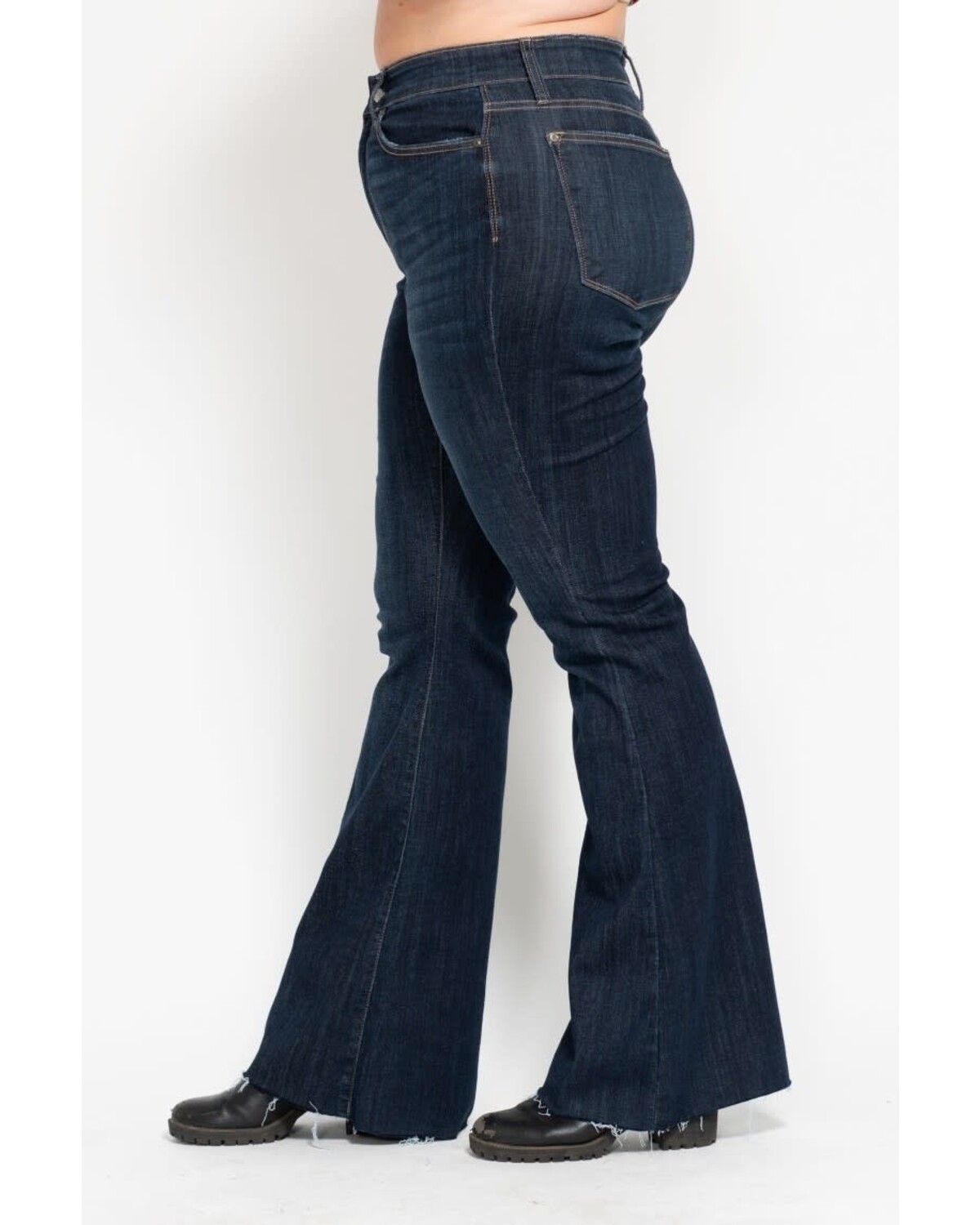 High Waist Raw Hem Flare PLUS SIZE