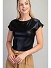 Round Neck Short Sleeve Metallic Top