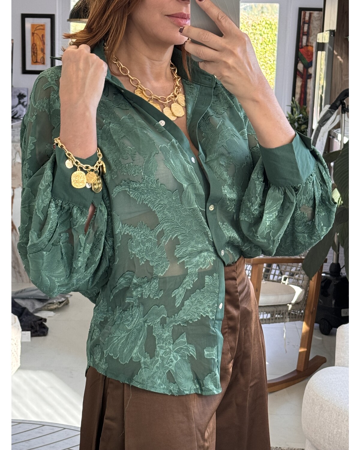 Sleeve Cuffs With Button Closure Green