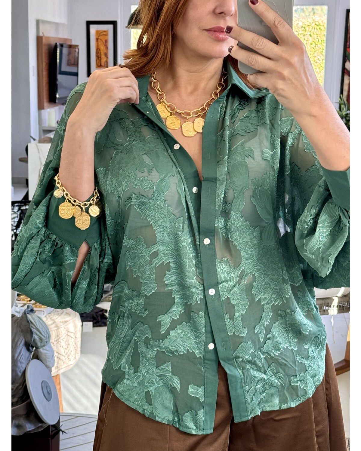 Sleeve Cuffs With Button Closure Green